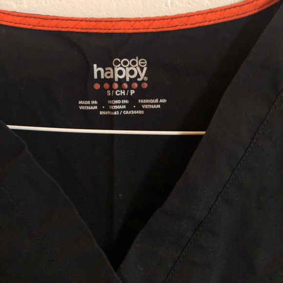 Code Happy Black scrub Top Small - Picture 2 of 4